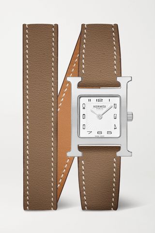 Heure H 25mm Small Stainless Steel and Leather Watch