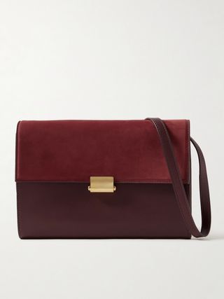 Laurie Suede and Leather Shoulder Bag
