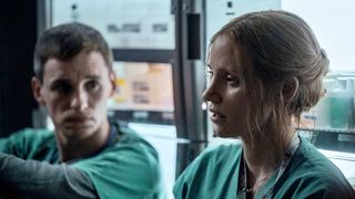 L to R: Eddie Redmayne as Charlie Cullen and Jessica Chastain as Amy Loughren in The Good Nurse