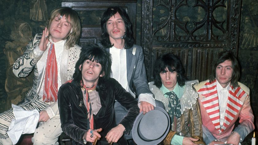 Keith Richards, Mick Jagger, Bill Wyman and Charlie Watts at the Kensington Gore Hotel, where they staged a mock-medieval banquet for the launch of their new album &#039;Beggars Banquet&#039;, 5th December 1968