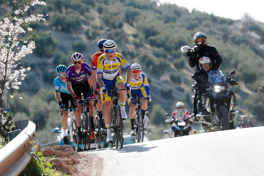 IZNAJAR SPAIN FEBRUARY 16 Lindsay De Vylder of Belgium and Team Sport Vlaanderen Baloise competes in the breakaway during the 68th Vuelta A Andalucia Ruta Del Sol 2022 Stage 1 a 2007km at stage from Ubrique to Iznjar 514m 68RdS on February 16 2022 in Iznjar Spain Photo by Bas CzerwinskiGetty Images