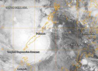 When NASA's Terra satellite passed over Depression Sonamu on Jan. 3 at 9:13 a.m. EST/US the center was approaching southern Palawan.