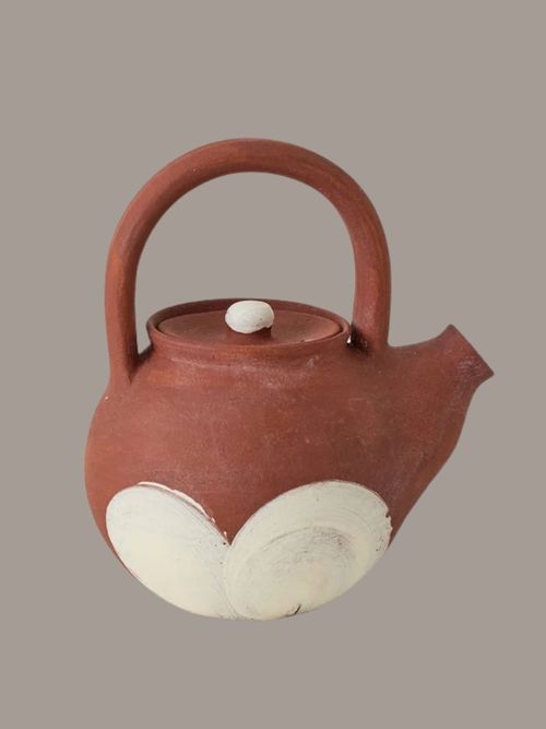 Teapot in Iron Red/Ecru