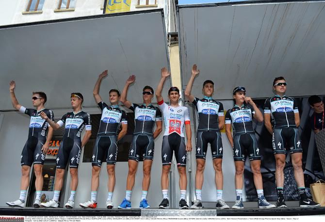 Omega Pharma-QuickStep on the sign-in stage at the Criterium du Dauphine