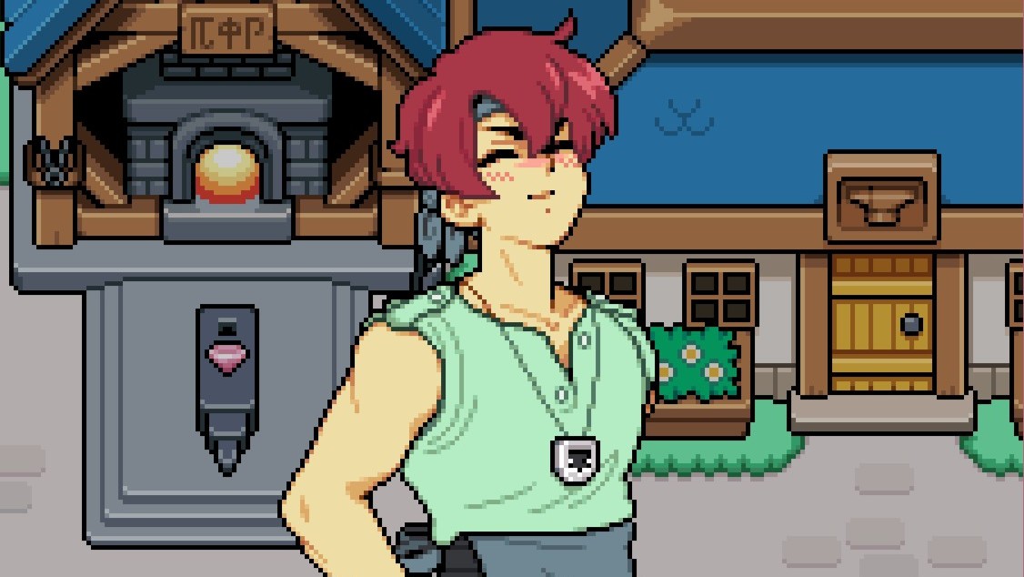 Fields of Mistria - March blushes after a gem cutting date with the main character