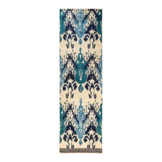 Multicolored Modern Wool Runner - 3' X 10'4