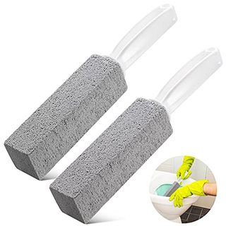 2 Pack Toilet Cleaner Hard Water Build Up Remover With Ergonomic Handle, Toilet Bowl Stain Ring Remover, Pumice Stone Toilet Cleaner Tool Stain Remover for Toilet, Pool, Bathroom, Sink