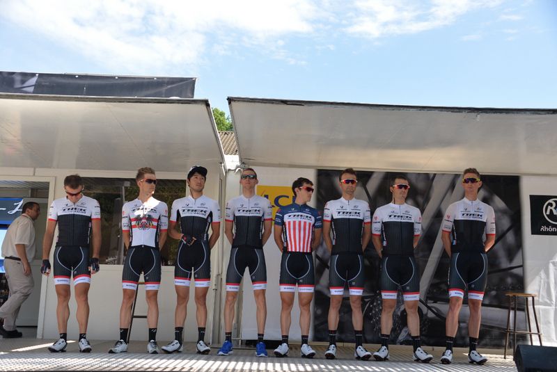 The Trek team is presented to the crowd