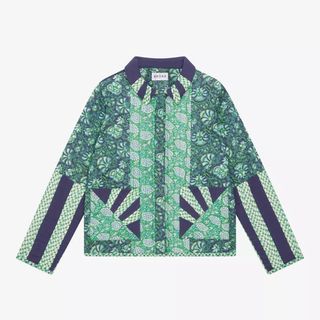 Brora Cotton Block Print Quilted Jacket, Emerald/Multi