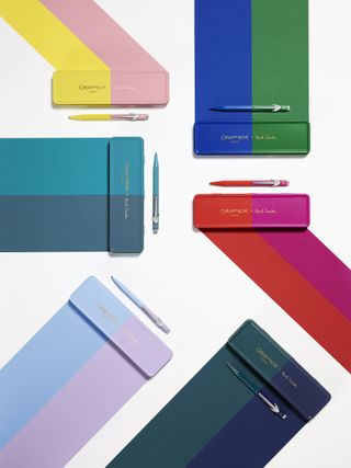 Paul Smith Caran d'Ache duotone pens and cases from above