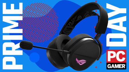 The Asus ROG Pelta wireless gaming headset floats in the funky PC G Prime Day deal void.