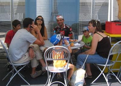 Isaac Galvez the Spanish sprinter enjoyed the company of his family at the start in Luchon