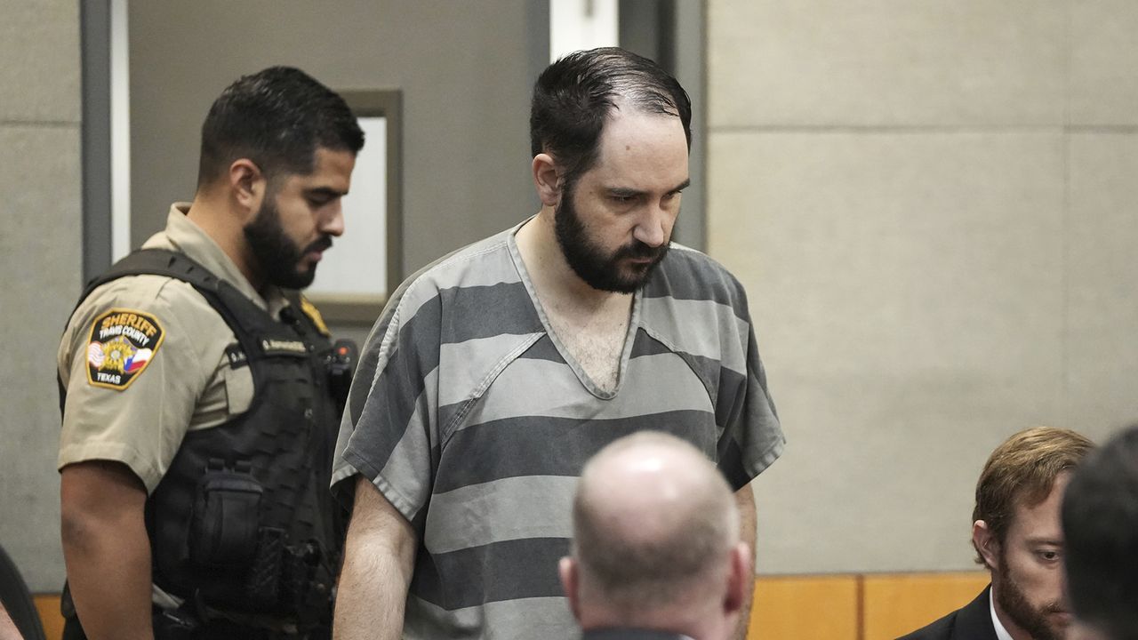 Daniel Perry enters the courtroom at the Blackwell-Thurman Criminal Justice Center in Austin, Texas