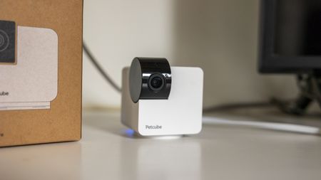 The Petcube Cam 360 in a white living room