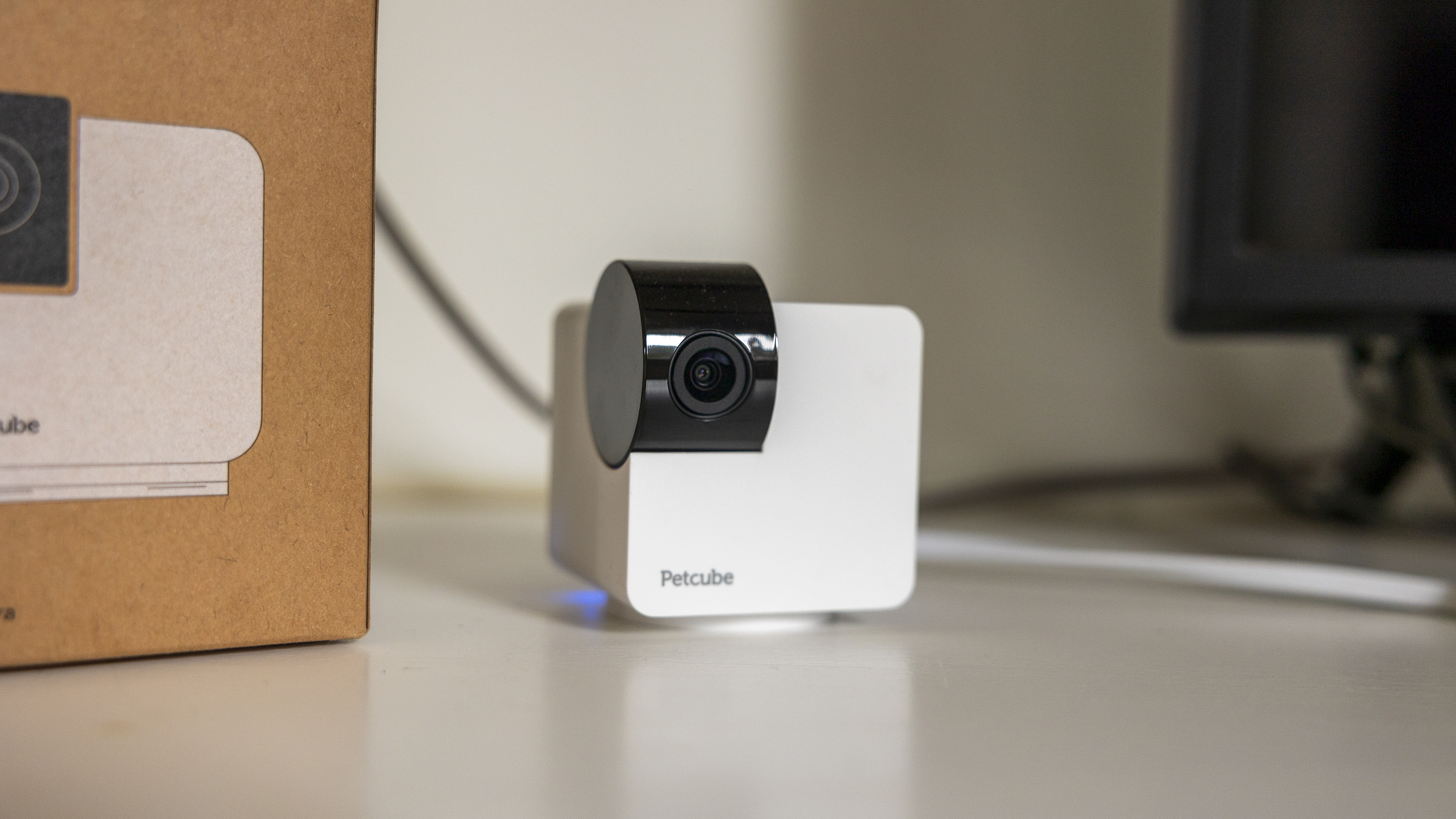 The Petcube Cam 360 in a white living room
