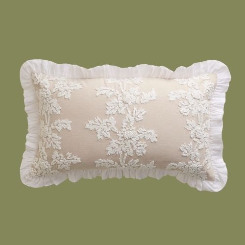 M&amp;amp;S, Pure Cotton Floral Embroidered Bolster Cushion