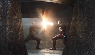 Captain America and Iron Man fighting in Civil War