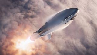 SpaceX CEO Elon Musk unveiled this new rendering of the company's Big Falcon Rocket spacecraft ahead of the announcement Sept. 17, 2018 of the first passenger to fly a trip around the moon.