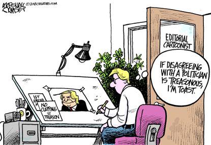 Political cartoon U.S. Trump treason cartoonist free speech