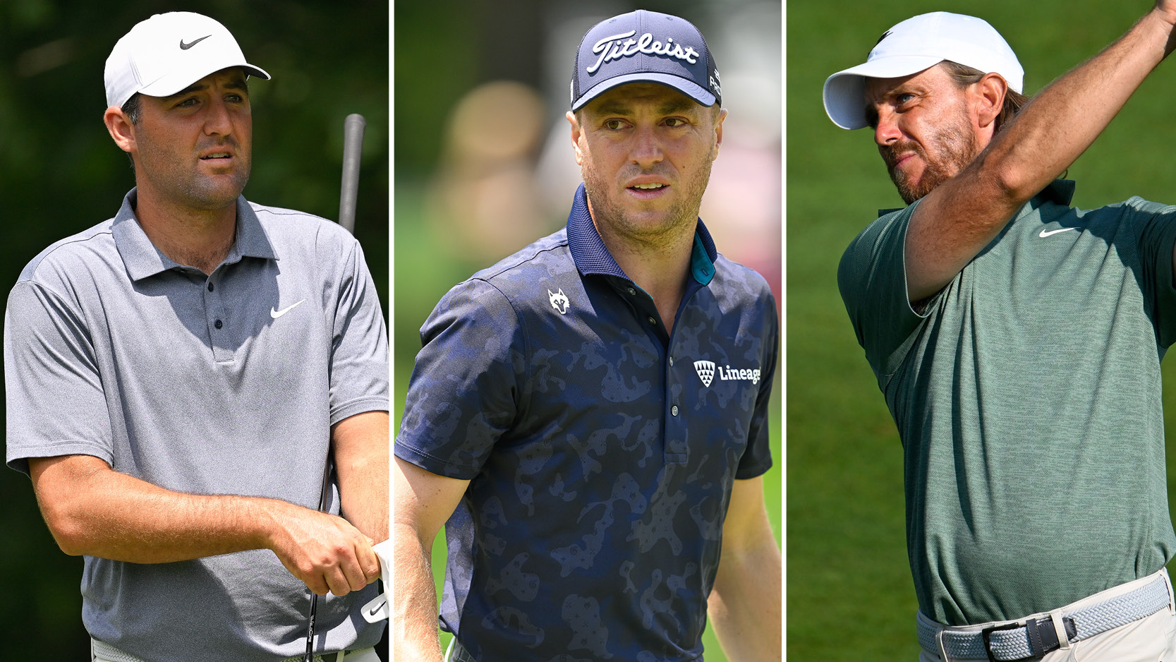 Scottie Scheffler, Justin Thomas and Tommy Fleetwood at the Travelers Championship