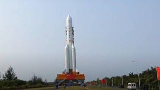 China’s Chang’e 6 lunar sample-return mission atop a Long March 5 rocket at its departure site in Wenchang, Hainan province.