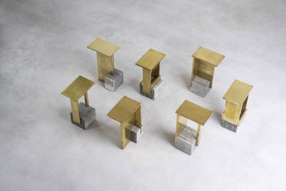 If side brass and marble by tables by Studio Khachatryan