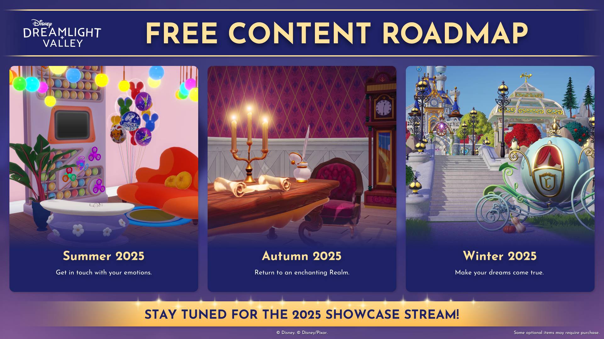 Disney Dreamlight Valley developer update screenshots including roadmap and players with new star path goodies