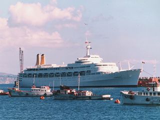 a large cruise ship at sea