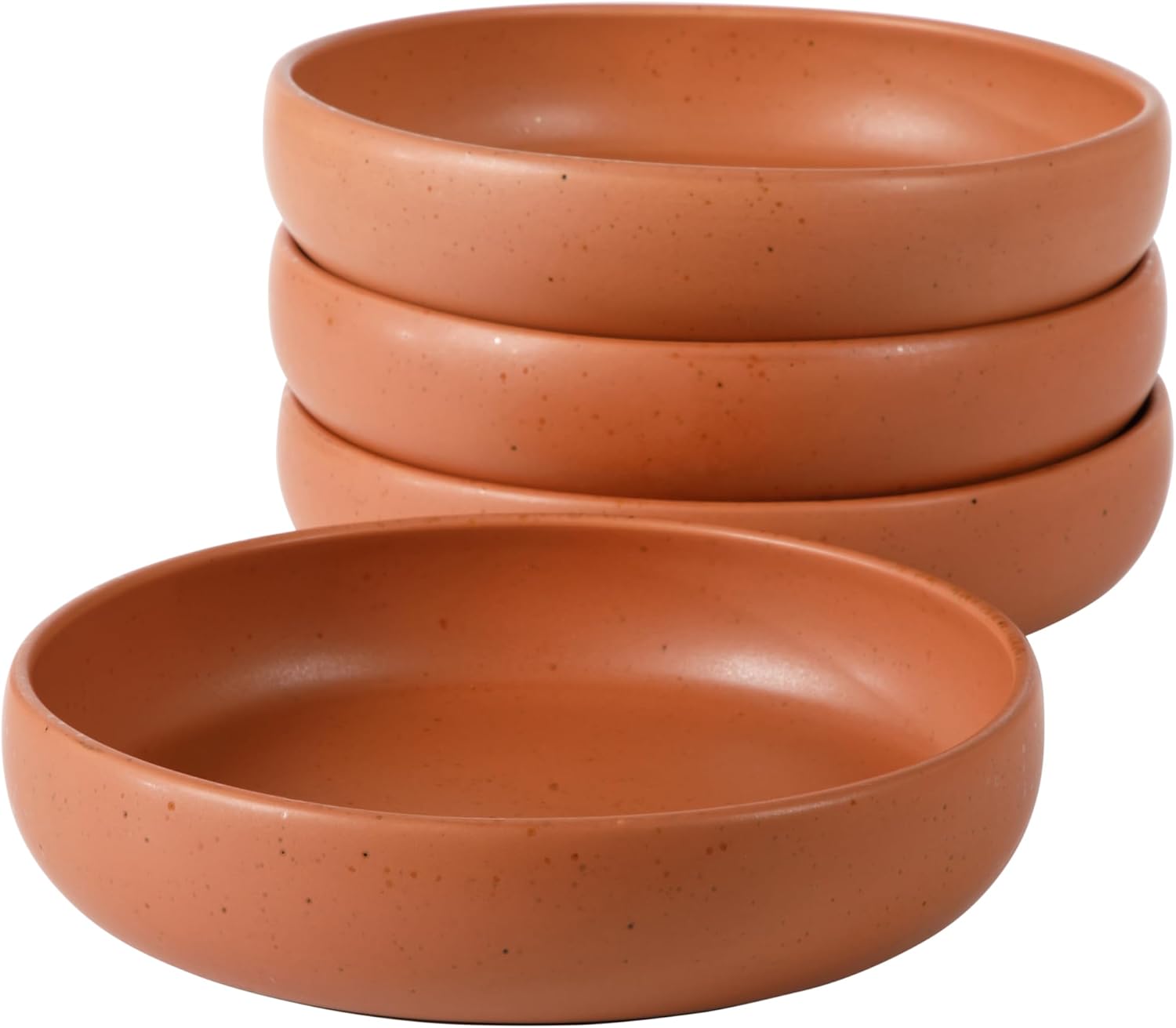 Bloomhouse - Two Time Oprah's Favorite Things Winner - Corsica Clay 4-Piece Dinner and Pasta Bowl Set &amp;ndash; Burnt Apricot Terracotta Stoneware for Meals, Serving &amp;amp; Everyday Use