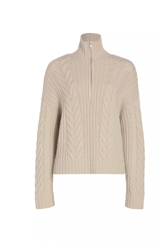 Nadaam Wool-Cashmere Open-Back Cable Quarter-Zip Sweater (Was $550)