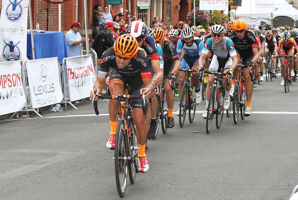 Jesse Anthony (Optum p/b.Kelly Benefits Strategies) goes to the front, punches in, and keeps the pace high.