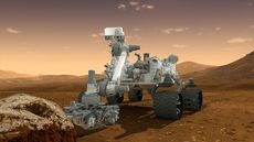 Artist&rsquo;s concept depicts the NASA Mars Science Laboratory Curiosity rover, a nuclear-powered mobile robot for investigating the Red Planet&rsquo;s past or present ability to sustain microbial life. 