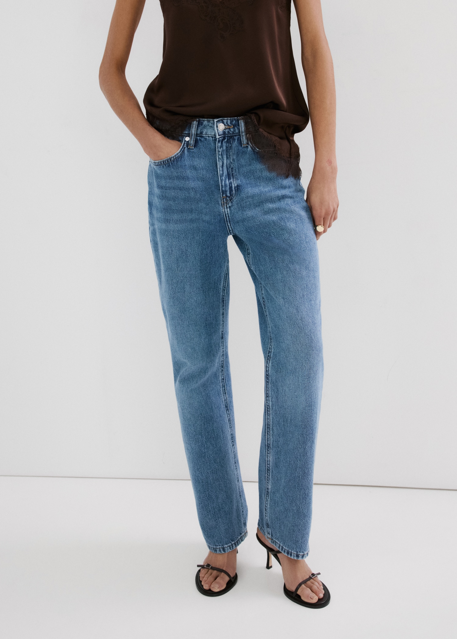 Matilda Medium-Rise Straight-Fit Jeans - Women | Mango United Kingdom