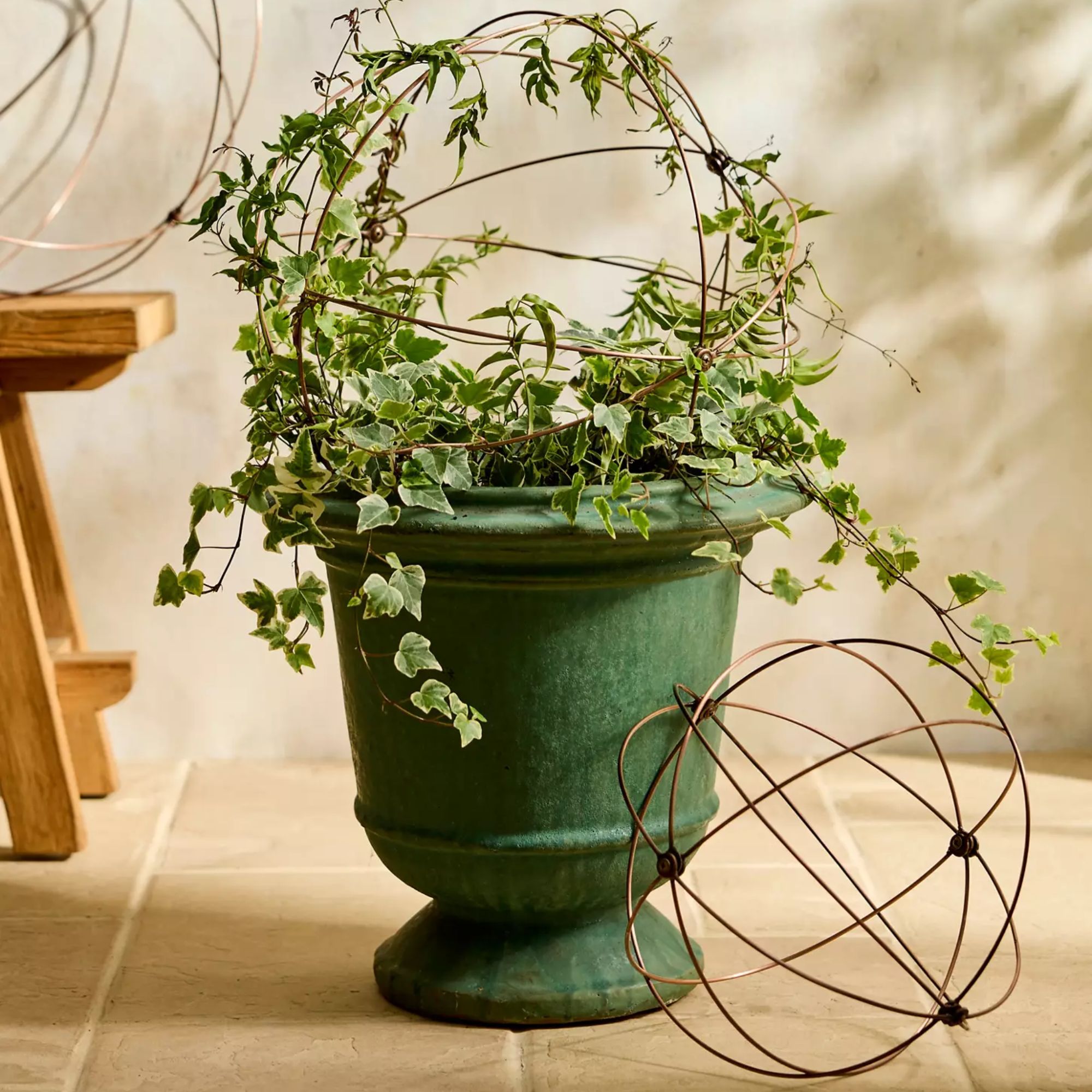 Collapsible Antiqued Copper Garden Sphere