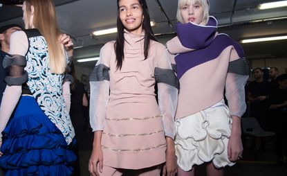 Models backstage at JW Anderson A/W 2016
