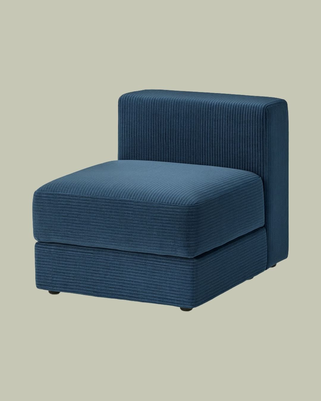 J&amp;Auml;ttebo 1-Seat Module With Storage in Samsala Dark Blue against pale green background.