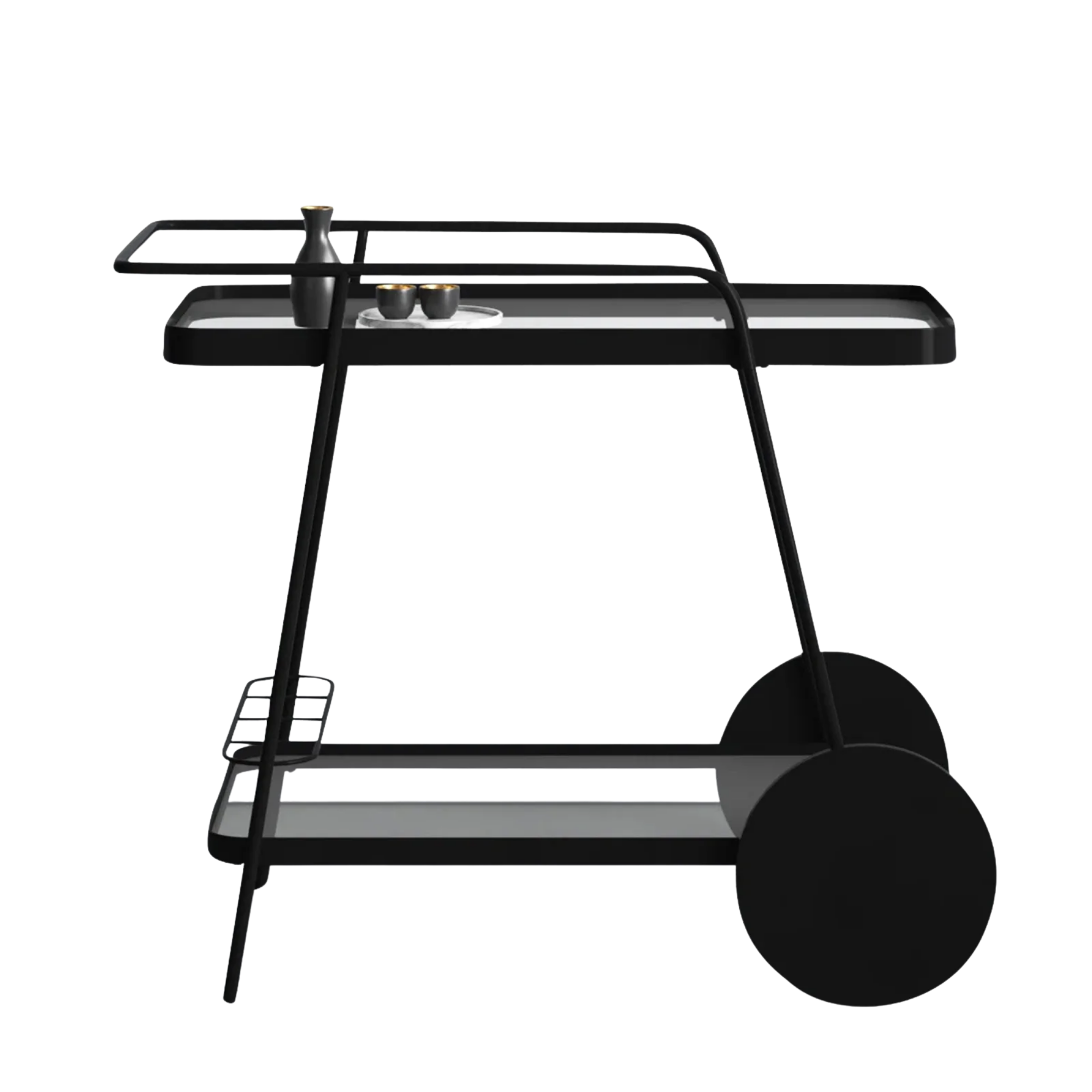 a black bar cart