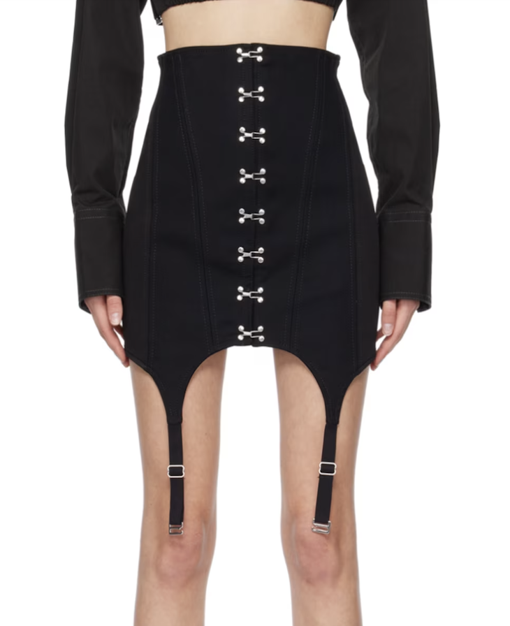 ssense, Black Corset Garter Miniskirt