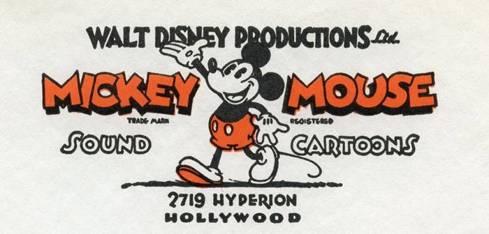 Early version of Disney logo featuring Mickey Mouse under the name 'Walt Disney Studio'