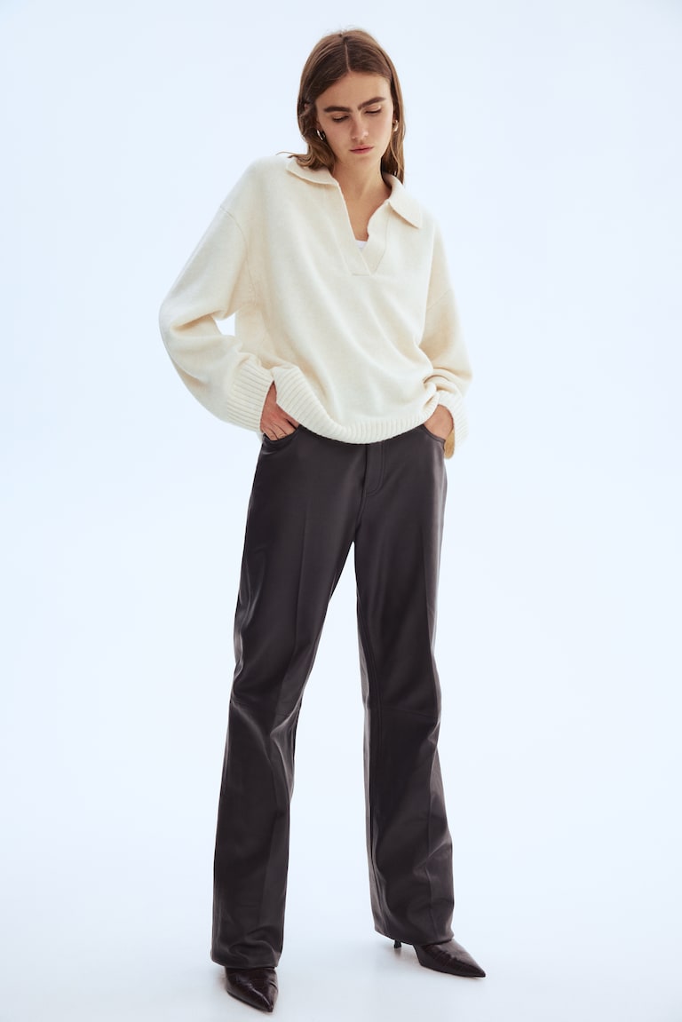 Fine-Knit Collared Jumper