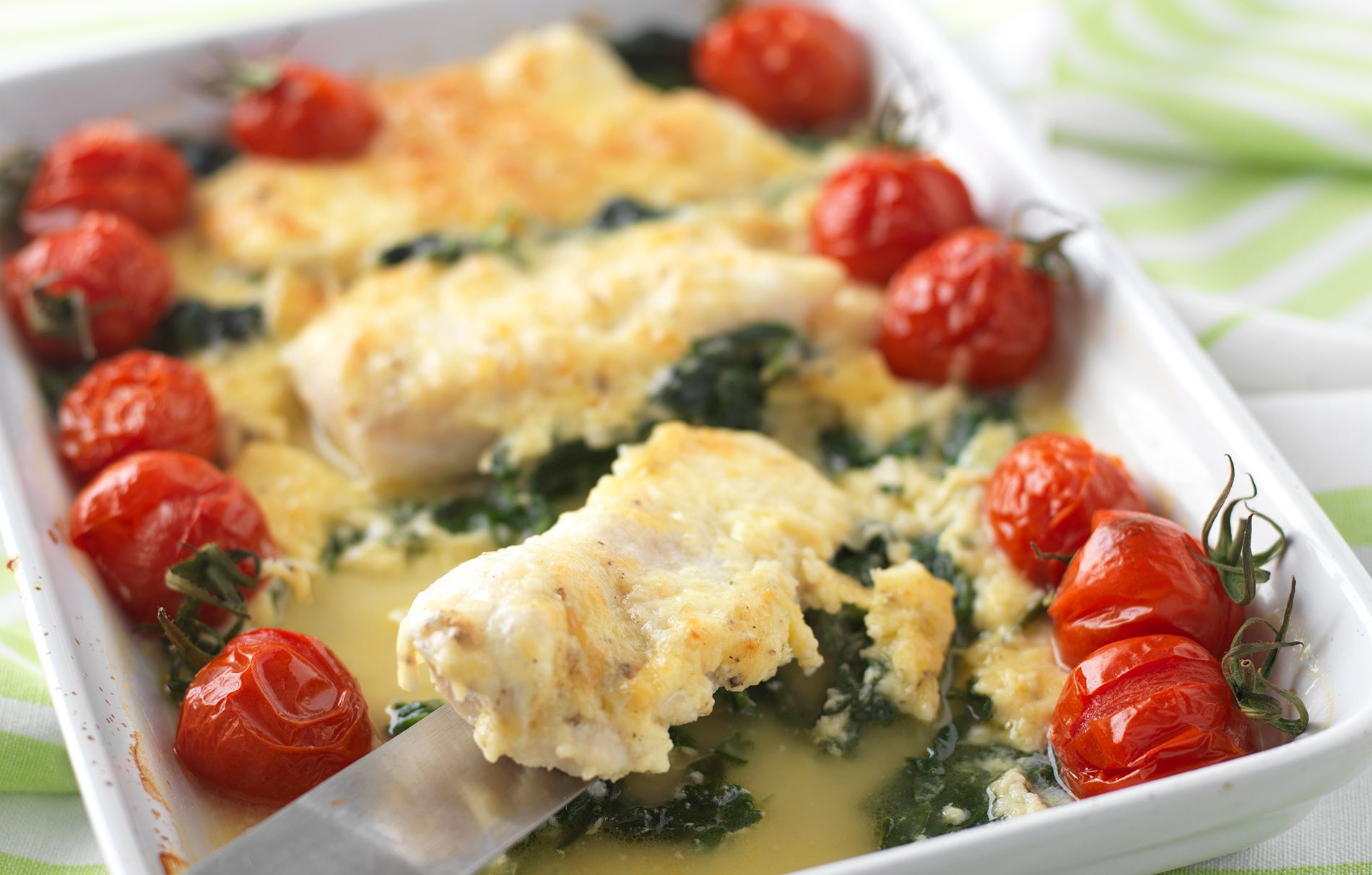 Fish rarebit with roasted tomatoes recipe