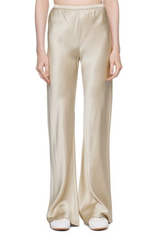 Biege Bias-Cut Lounge Pants