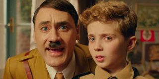 Taika Waititi as Hitler and Roman Griffin Davis in Jojo Rabbit