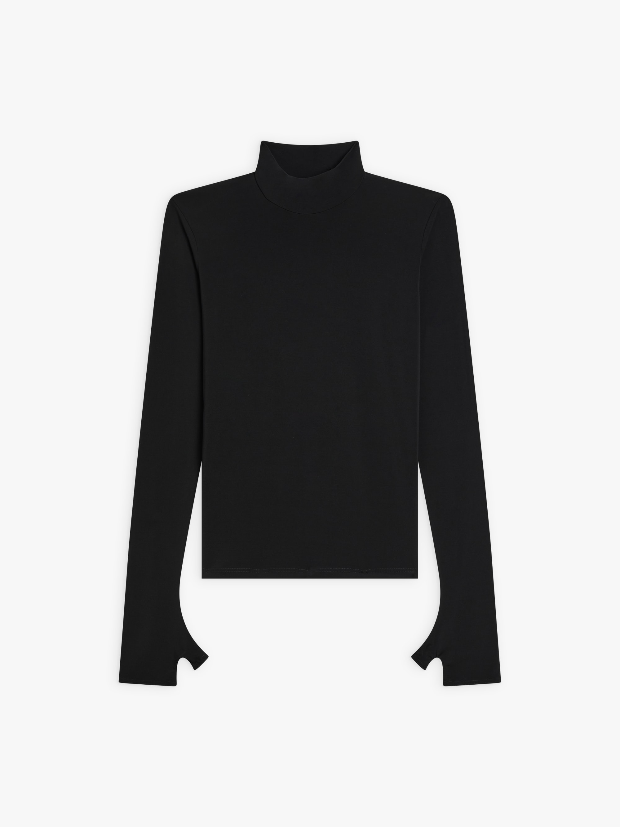 Black Viscose Vian T-Shirt With Fingerless Gloves