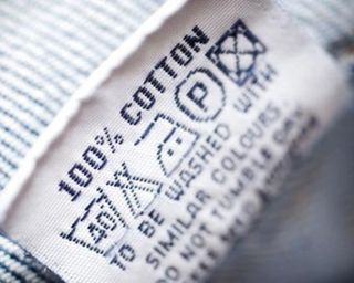 Laundry symbols on a clothing label