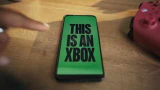 Phone reading "this is an Xbox"