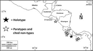 This map shows where researchers collected the first (holotype) and later (paratype) specimens of the newfound shark.