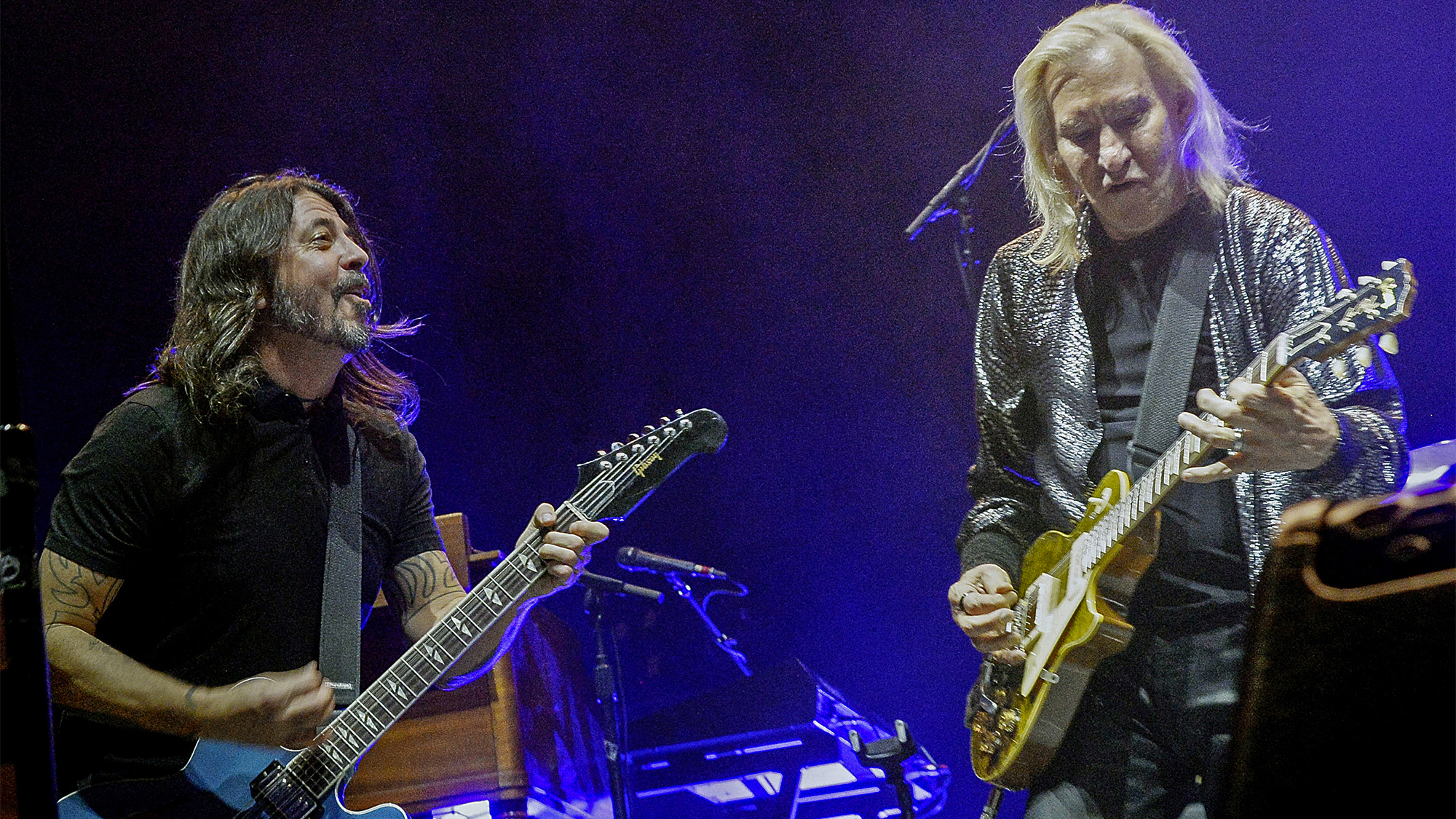 Dave Grohl joins Joe Walsh during VetAid 2022 at Nationwide Arena on November 13, 2022 in Columbus, Ohio.