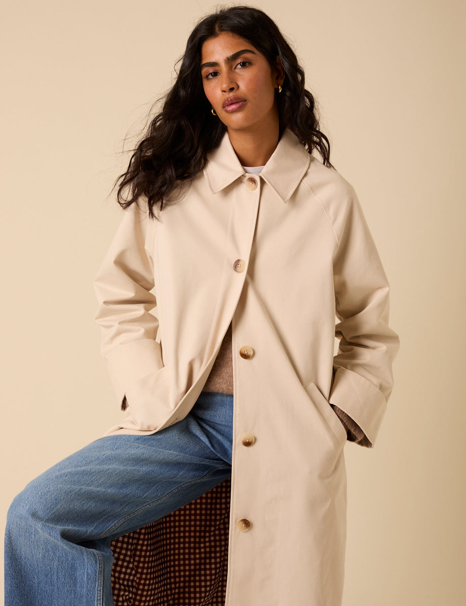 Stone Single Breasted Trench Coat