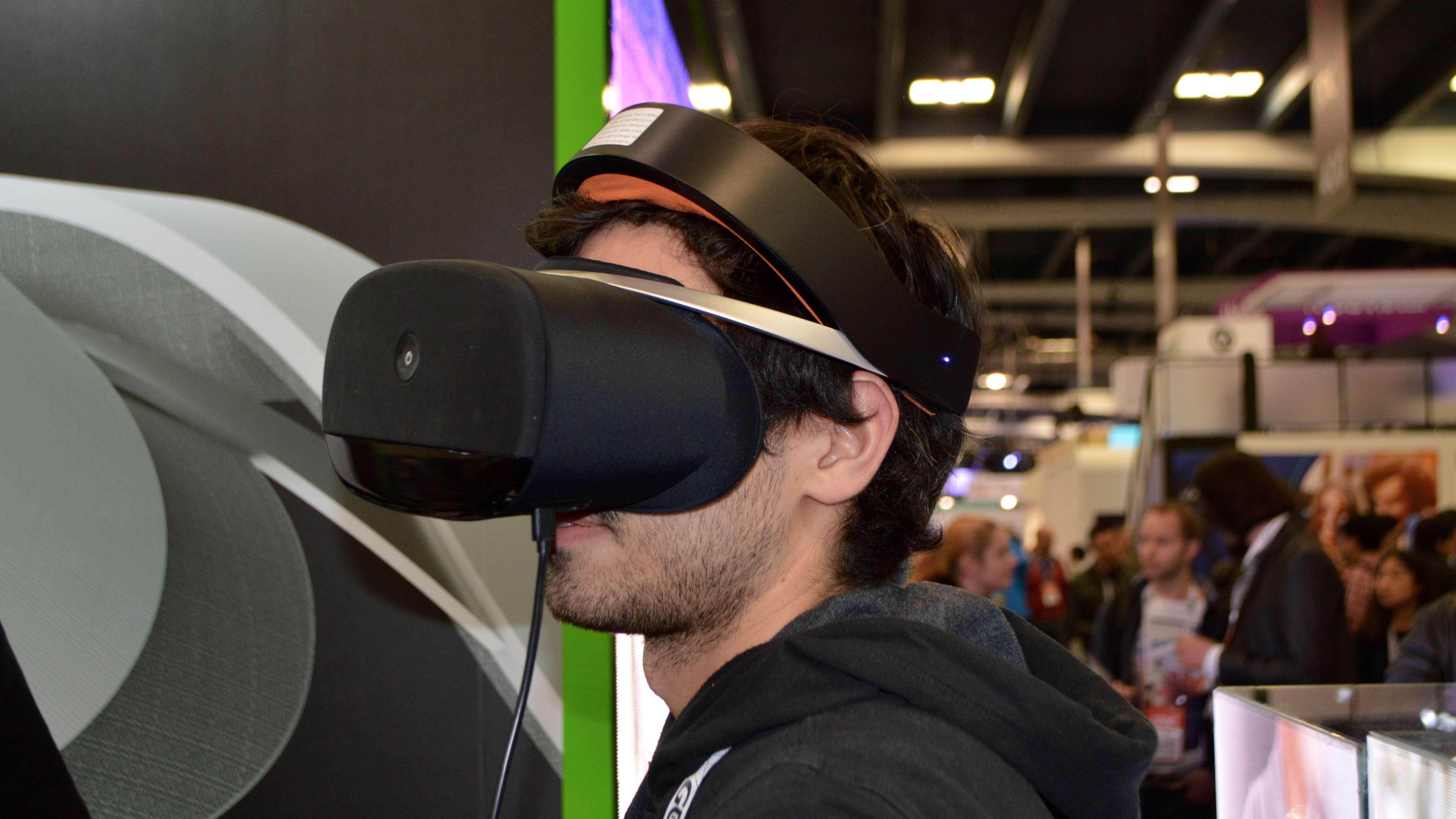 Pico Neo CV is completely untethered and wireless. The company used a third-party pack to keep the headset charged during the show.